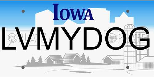 LVMYDOG Iowa License Plate