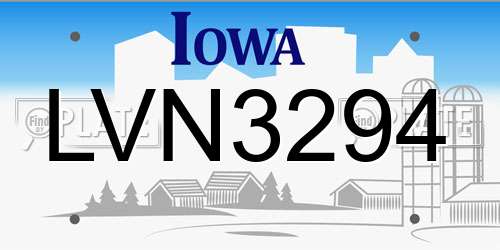 LVN3294 Iowa License Plate