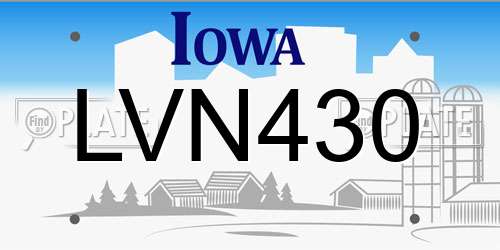 LVN430 Iowa License Plate