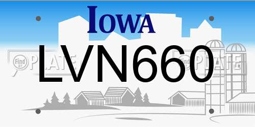 LVN660 Iowa License Plate