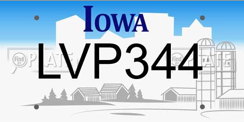 LVP344 Iowa License Plate