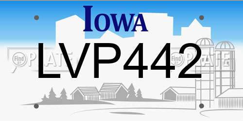 LVP442 Iowa License Plate