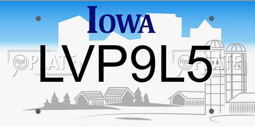 LVP9L5 Iowa License Plate