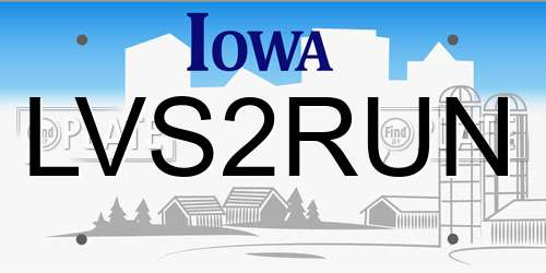 LVS2RUN Iowa License Plate