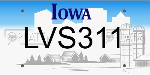 LVS311 Iowa License Plate