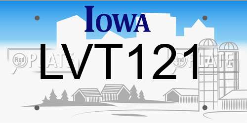 LVT121 Iowa License Plate