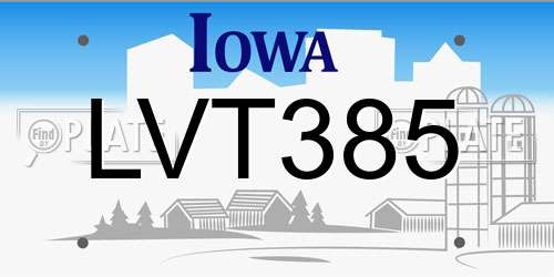 LVT385 Iowa License Plate