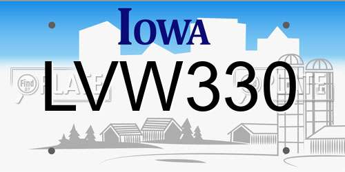 LVW330 Iowa License Plate
