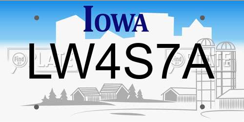 LW4S7A Iowa License Plate