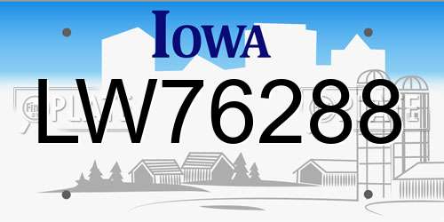 LW76288 Iowa License Plate