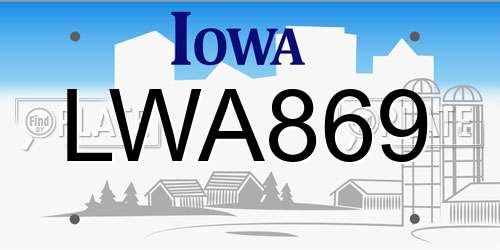 LWA869 Iowa License Plate