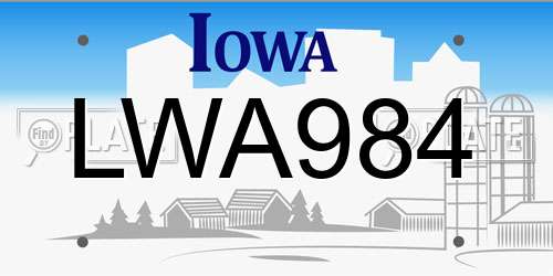 LWA984 Iowa License Plate