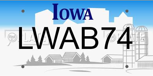 LWAB74 Iowa License Plate