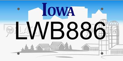 LWB886 Iowa License Plate