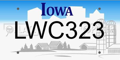 LWC323 Iowa License Plate