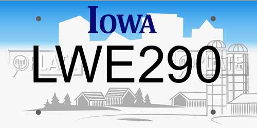 LWE290 Iowa License Plate