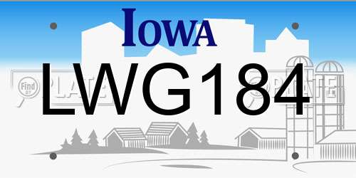 LWG184 Iowa License Plate
