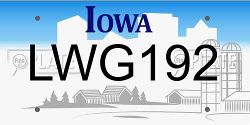 LWG192 Iowa License Plate