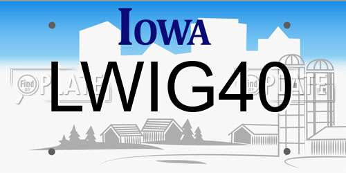 LWIG40 Iowa License Plate