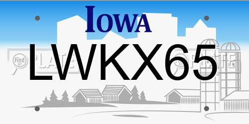 LWKX65 Iowa License Plate