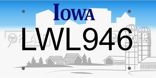 LWL946 Iowa License Plate