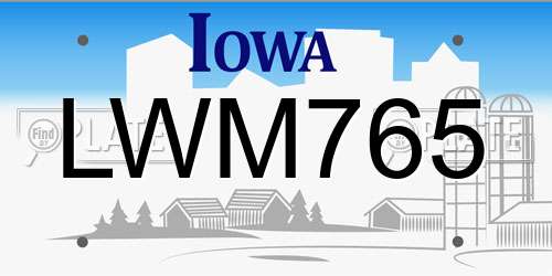 LWM765 Iowa License Plate