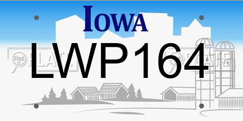 LWP164 Iowa License Plate