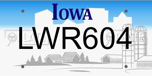 LWR604 Iowa License Plate
