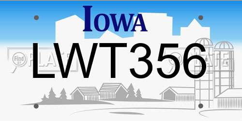 LWT356 Iowa License Plate
