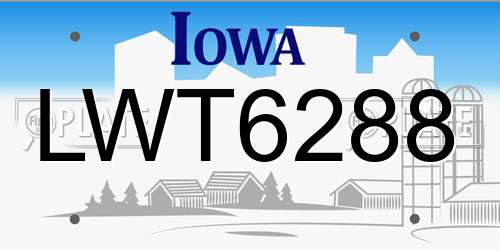 LWT6288 Iowa License Plate