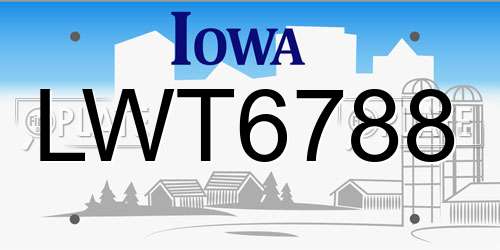 LWT6788 Iowa License Plate
