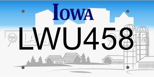 LWU458 Iowa License Plate