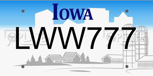 LWW777 Iowa License Plate