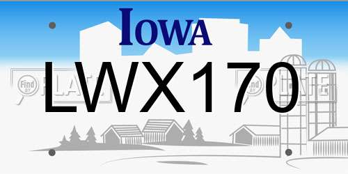 LWX170 Iowa License Plate