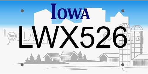 LWX526 Iowa License Plate