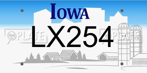 LX254 Iowa License Plate