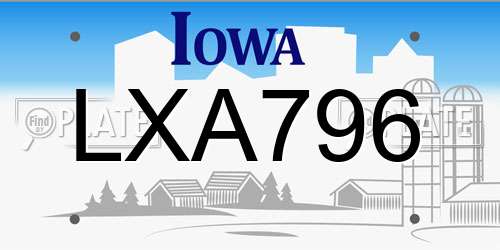 LXA796 Iowa License Plate