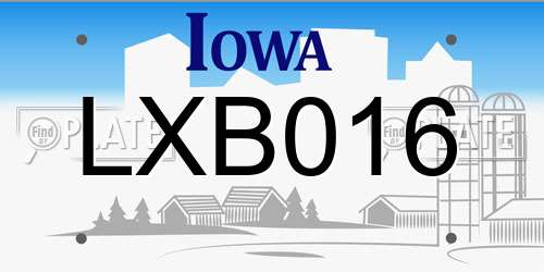 LXB016 Iowa License Plate