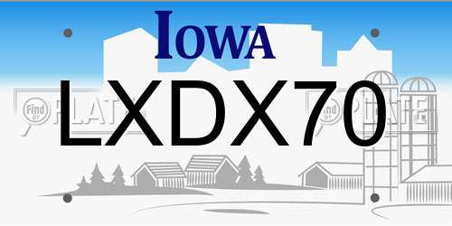 LXDX70 Iowa License Plate