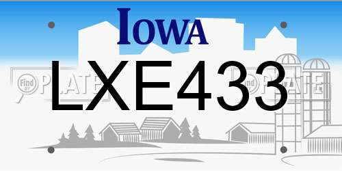 LXE433 Iowa License Plate