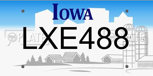 LXE488 Iowa License Plate