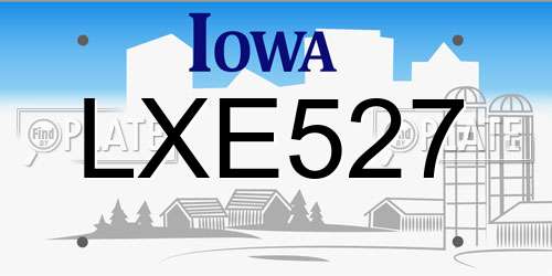 LXE527 Iowa License Plate