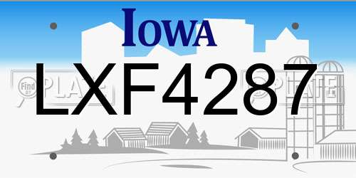 LXF4287 Iowa License Plate