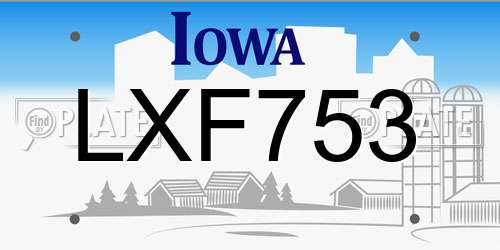 LXF753 Iowa License Plate