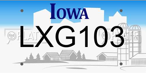 LXG103 Iowa License Plate