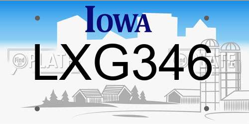 LXG346 Iowa License Plate