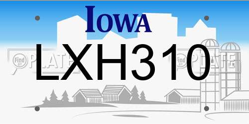 LXH310 Iowa License Plate