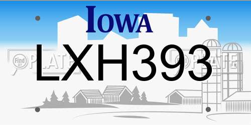 LXH393 Iowa License Plate