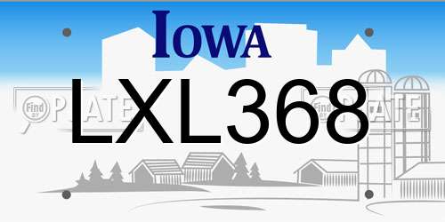 LXL368 Iowa License Plate