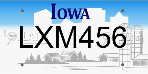 LXM456 Iowa License Plate